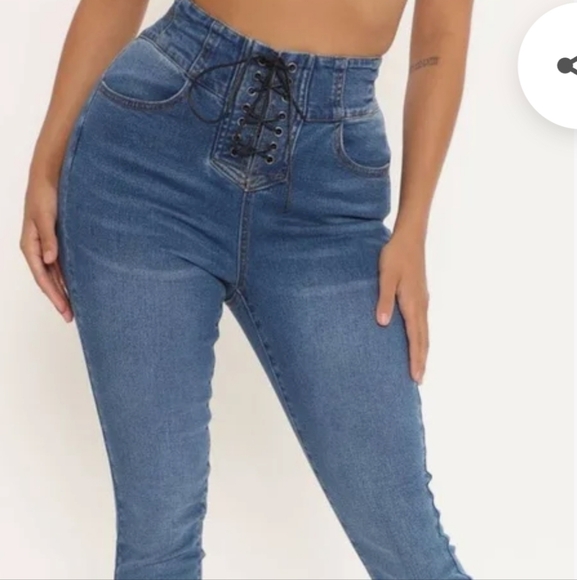 Fashion Nova 22W Crisscross Lace Up Jeans - Picture 10 of 10